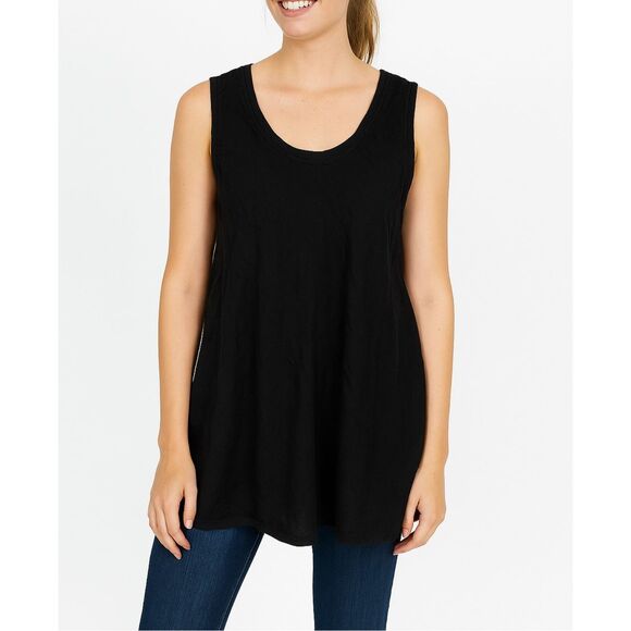 Flax NWOT linen sleeveless top neck and arm trim cotton size small - Picture 1 of 7